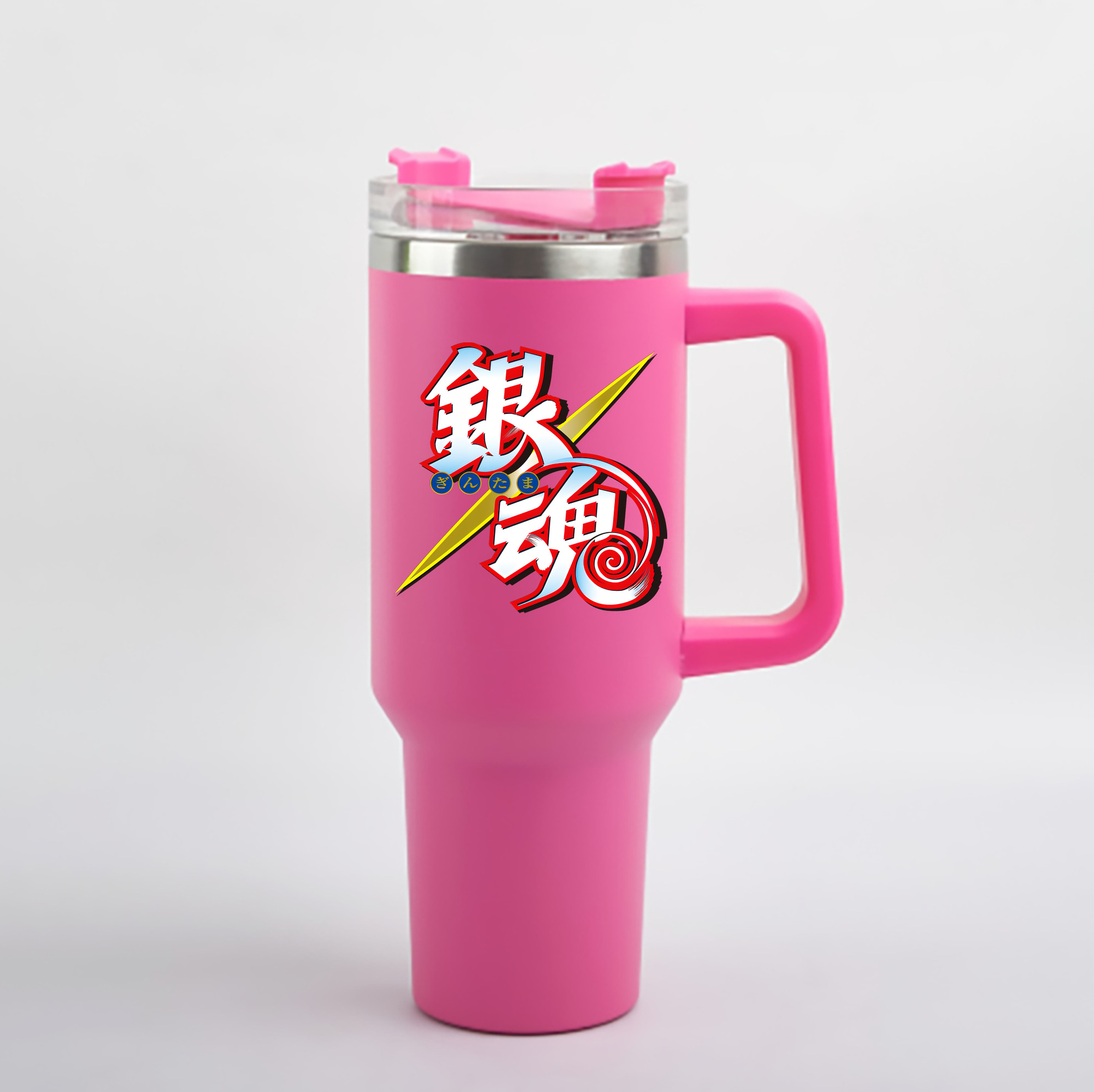 （画像用） ぎんたま 坂田銀時（さかたぎんとき） 神楽 志村新八（しむら しんぱち） GINTAMA Sakata Gintoki Kagura Shimura Shinpachi 1200mL車用タンブラー - クリスタルステッカー（プラスチックストロー付き）